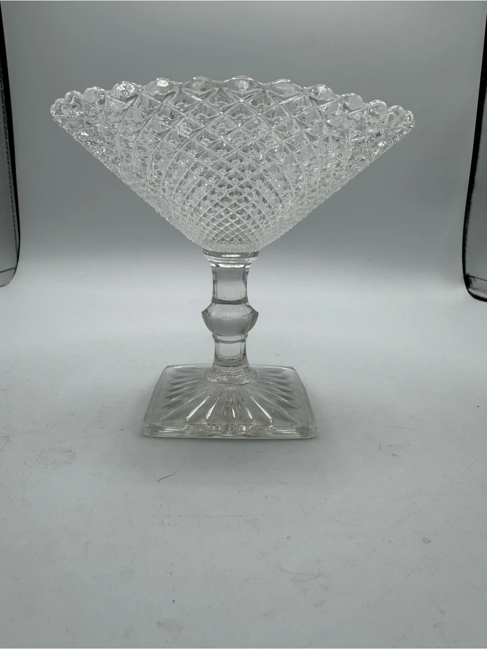 Anchor Hocking Miss America Clear Depression Glass Compote Candy Dish Vintage